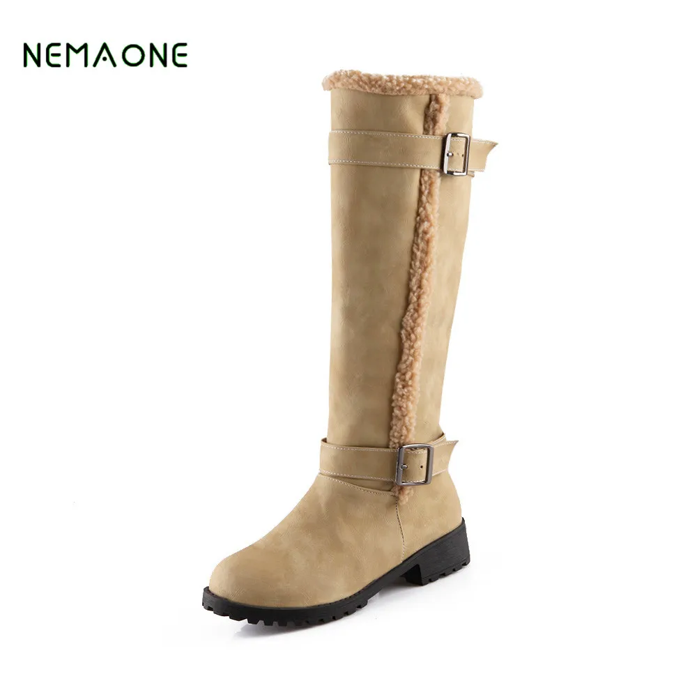 

NEMAONE 2017 New Non-slip Waterproof platform Snow boots Mid-calf White Women Winter Shoes