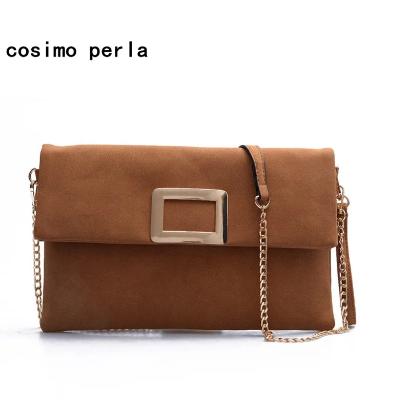 

Luxury Sequin Suede Leather Hand Bag for Women's Envelope Clutch Crossbody Wristlets Solid Flap Purses Chains Shoulder Bags 2018