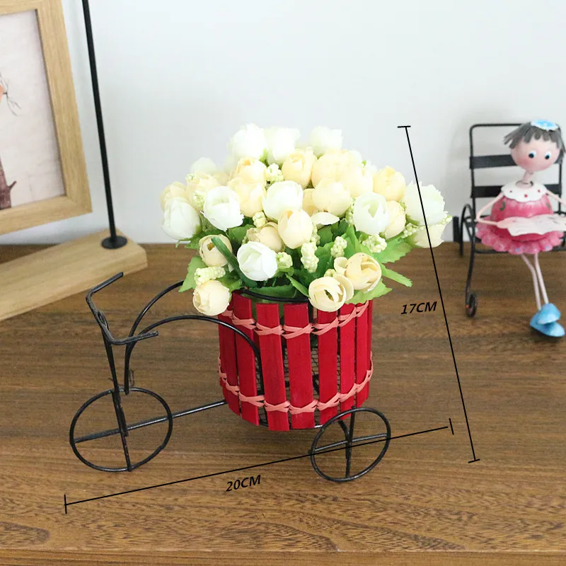Flone Artificial Flower Set Simulated Flower Car Bicycle Flower Set Bouquets Wedding Home Indoor Household Decor Silk Flower  (1)