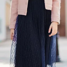 Новое поступление, женские юбки, Юбка До Колена Для Девочек, модный осенний полосатый сетчатый комплект пуловер+ кожаная юбка, тонкие подходящие юбки