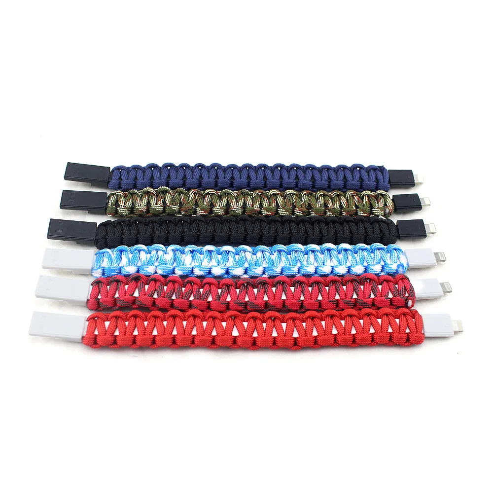 Открытый выживания paracord нейлоновый браслет стиль iPhone зарядное устройство USB