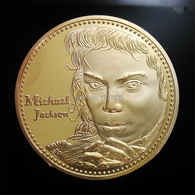 1 PCS/LOT Michael Jackson MJ Gold Coin Dancer Pop Star Legend Medal