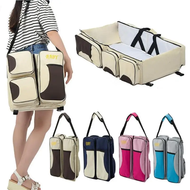 

Waterproof Portable Diaper Bag Nappy Bag Foldable Baby Cribs Bed Changing Diapers Multifunction Travel Mummy Shoulder Bag