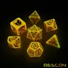 Bescon Glowing Halloween Polyhedral Dice 7pcs Set, Luminous Halloween RPG Dice Set, Glow in Dark Halloween DND Game Dice 4
