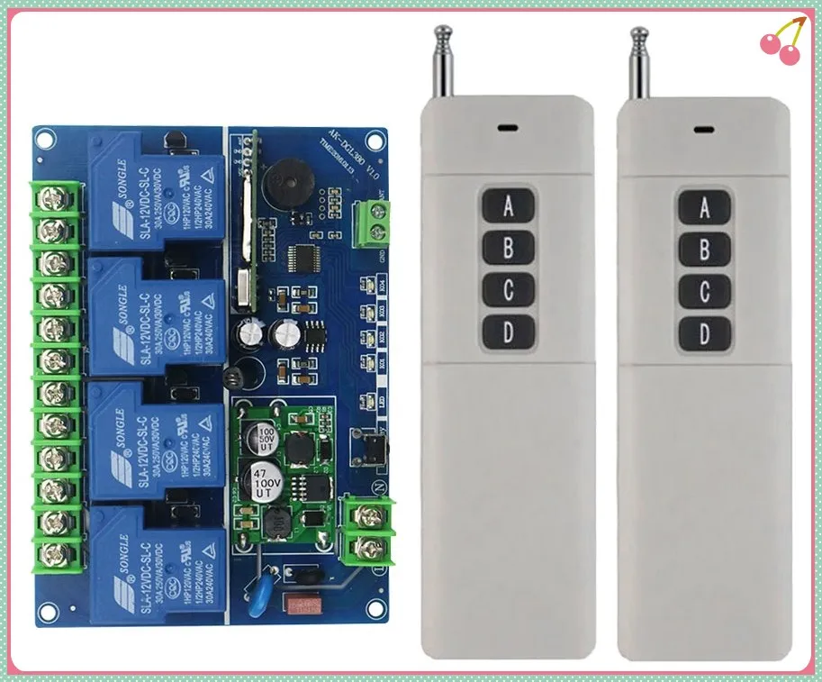 DC12V 24 48V 4CH 30A RF Wireless Remote Control Relay Switch light