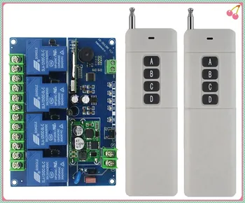 

DC12V 24-48V 4CH 30A RF Wireless Remote Control Relay Switch light window/Garage Doors shutters projection screen 2*Remote