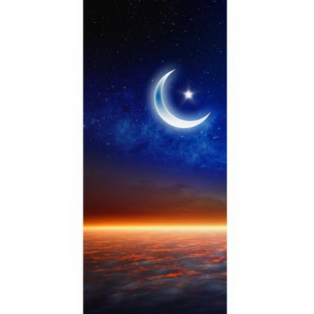 

2 Panels Star And Moon Picture Door Sticker Mural Sticker Wallpaper Decals Home Decoration Aug014