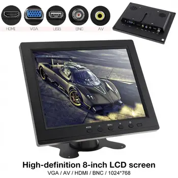 

8 Inch HD LED TFT-LCD Car Monitor Mini TV Computer 2 Channel Video Input Security Monitor with Speaker VGA HDMI for Car