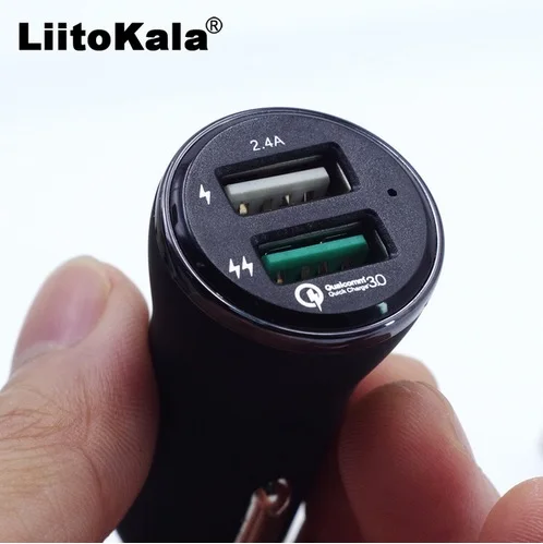 

LiitoKala Intelligent Car power adapter 2.4A Dual USB output charger QC3.0 and intelligent With a high quality micro line.
