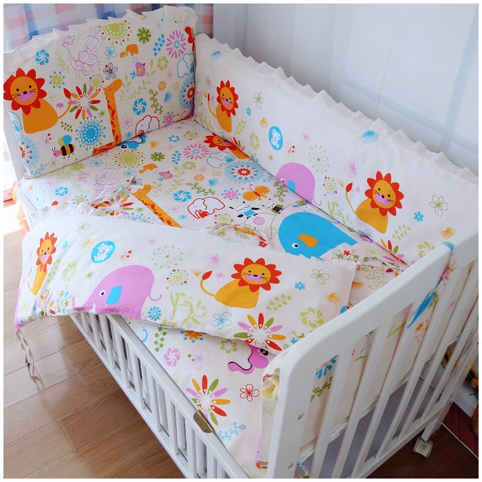 تعزيز! الطفل الفراش مجموعة قطعة 6 مفروشات السرير تعيين 100% القطن وسائد سرير الديكور( bumpers+sheet+pillow تغطية)