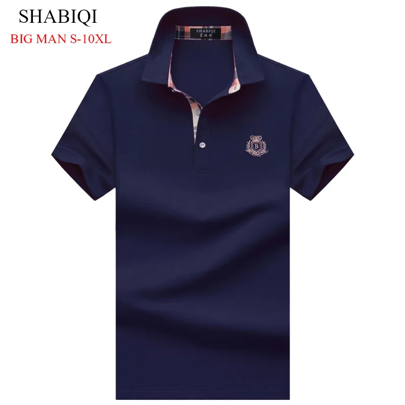 

SHABIQI Solid Men's Polo Shirt Men Cotton Short Sleeve Camisas Polo Stand Collar Polo Shirt Men Casual Polos 2019 New