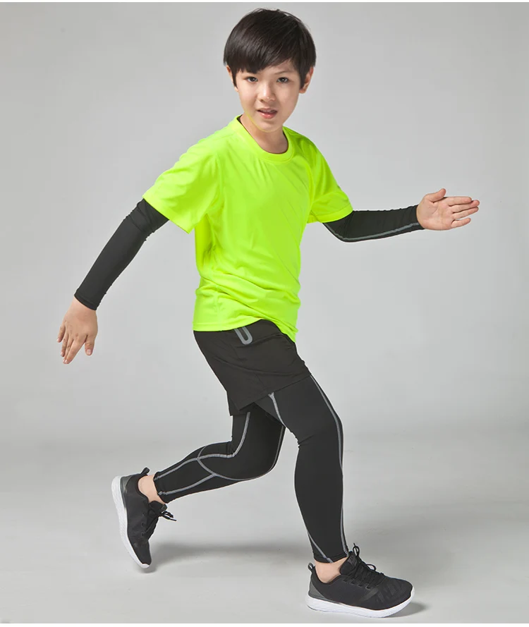 Быстросохнущие Детские комплекты для бега для мальчиков 4 шт./компл. тренировки по футболу баскетболу спортивные костюмы Детская летняя спортивная одежда для фитнеса