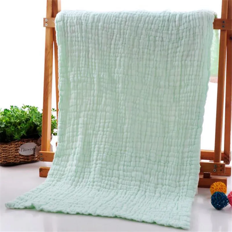 Однотонное зимнее одеяло 70*140 см, хлопковое детское муслиновое одеяло, 6 слоев, детское банное полотенце для малышей - Цвет: as the photo