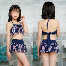 Фирменная Новинка для новорожденных; для новорожденных, младенцев, детские для маленьких девочек Фламинго купальный костюм; купальник бикини, комплект из 2 предметов, ванный комплект, костюм