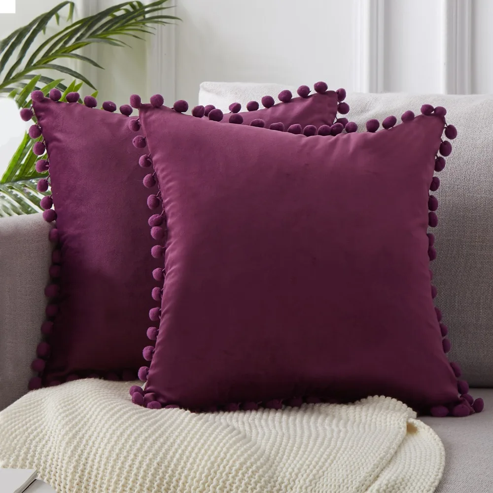 Topfinel мягкая бархатная наволочка для подушки с шариками, декоративная наволочка для дивана, кровати, автомобиля, дома, несколько размеров, 8 цветов