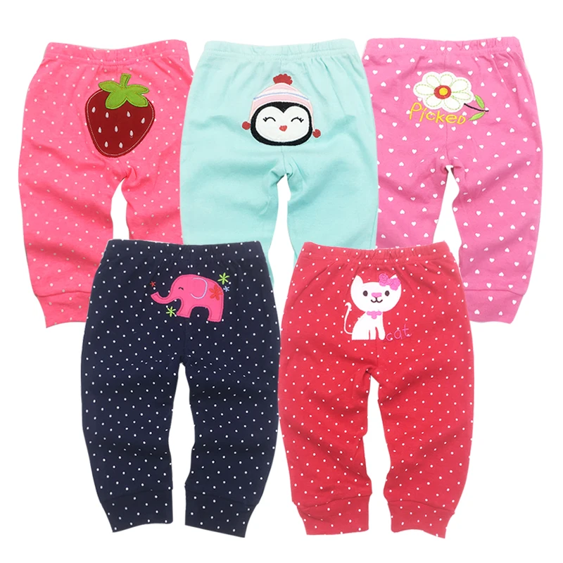 

5pcs/lot PP Pants 2018 Baby Fashion Model Babe Pants Cartoon Animal Printing Baby Trousers Kid Wear Baby Pants 0-24M