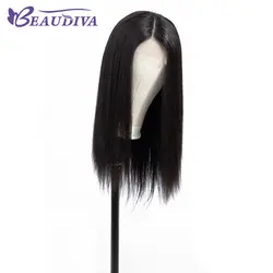 Beaudiva 4*4 парики из натуральных волос на кружеве для женщин бразильские прямые волосы на кружеве al парик предварительно сорвал с волосами