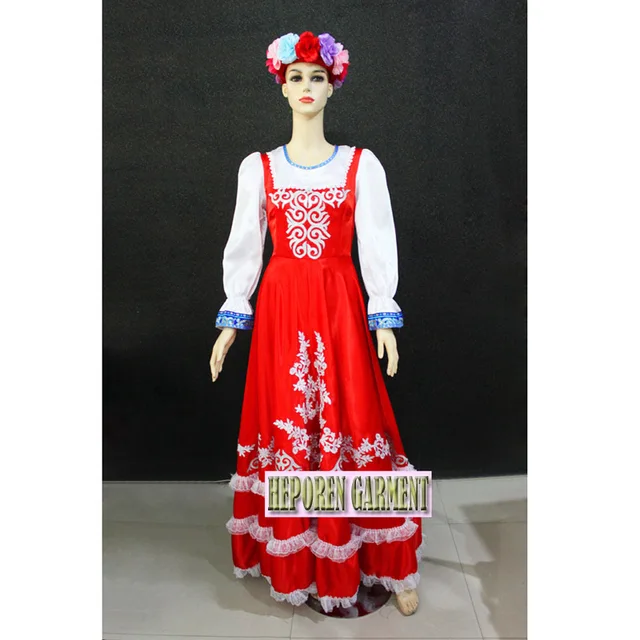 Custom Made Female Russian National Long Dresses Traditional Custom Made Female Russian National Long Dresses Traditional Performance Stage Dance Wear Retail Whole Free