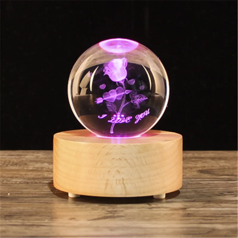 Рождественский подарок снежный шар музыкальная шкатулка в виде хрустального шара, деревянный Bluetooth динамик - Цвет: C