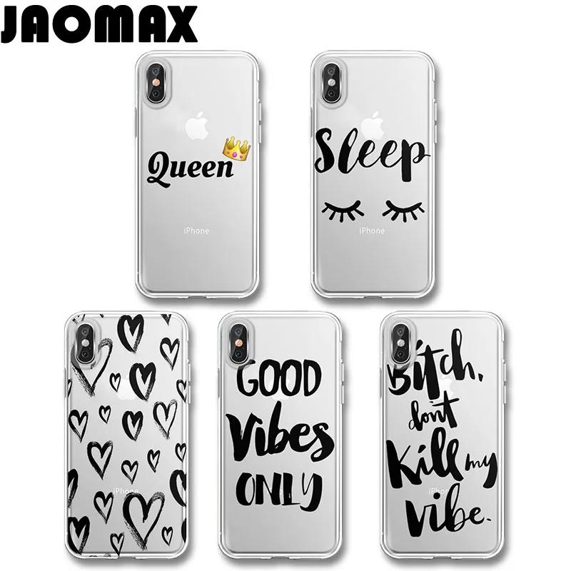 Jaomax кофе королева милые слова чехол для iPhone XS 8 7Plus 6 6S 6Plus 5 5S X прозрачный