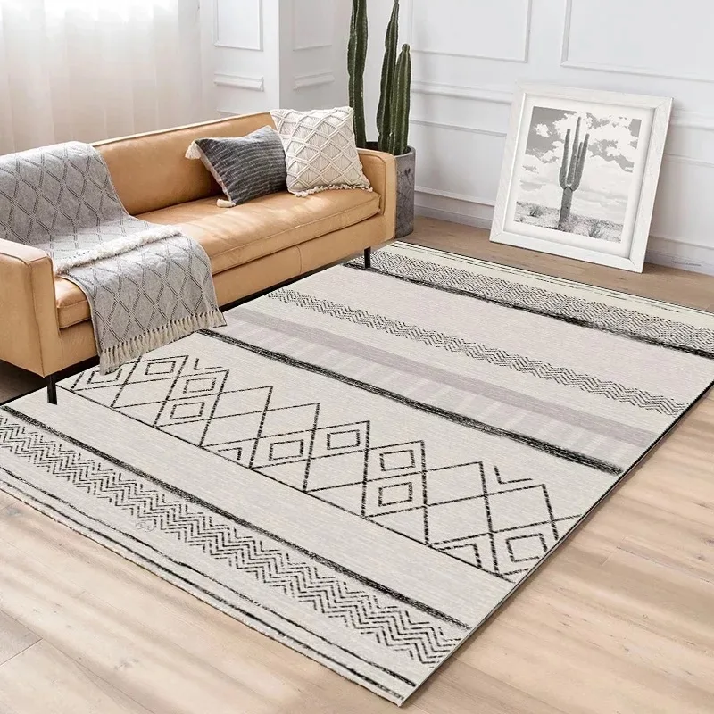 Kaufen Haushalt Grau Und Weiß Teppich Große Teppiche Und Teppiche für Home Wohnzimmer Nordic Gestreiften Geometrische Moderne Teppiche alfombras Verkauf