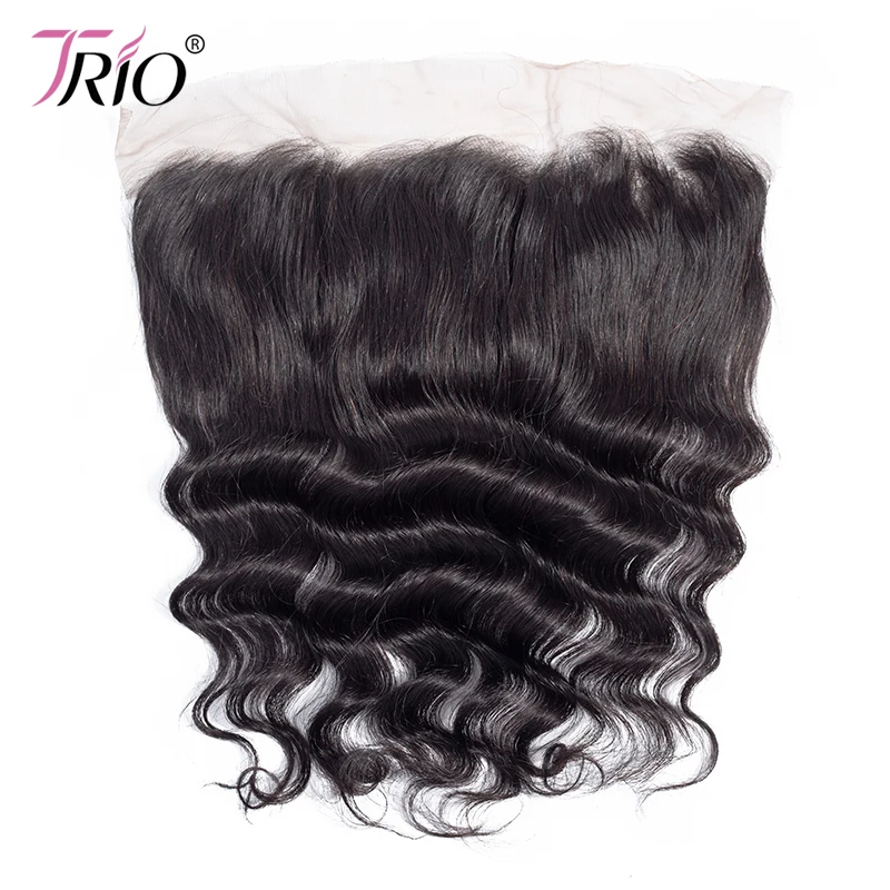 TRIO Pre Plucked Brazilian Deep Wave Frontal Closure Remy Human Hair 13X4 Lace Frontal With Baby Hair