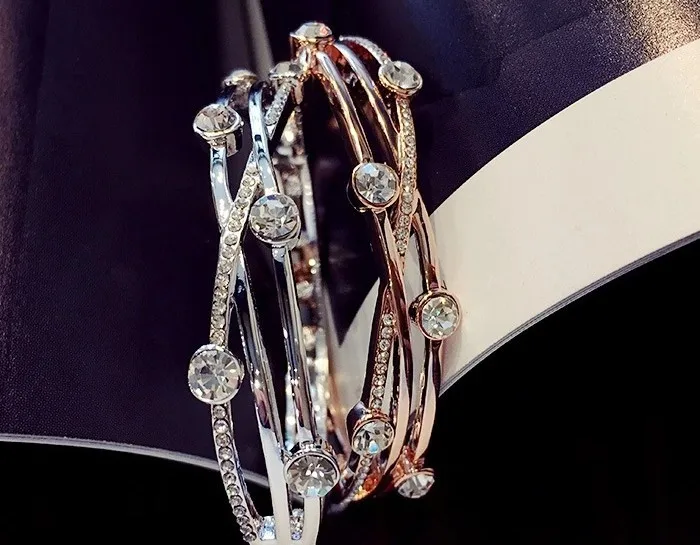 Роскошный крест браслет с кристаллами для женщин девочек модные ювелирные изделия бренд плетение полые браслет со стразами хорошее качество