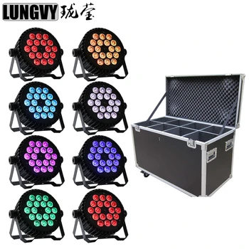 

Free Shipping 8pcs/lot Flight Case Packing Casting Aluminum Case 18X10W 4in1 RGBW Led Flat Par Par Can Stage Disco Light
