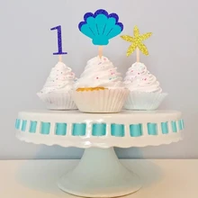 Индивидуальный номер блеск 1-й 2-й 3-й 4-й Русалка с изображением пирожного на день рожденья топперы крещение вечерние украшения пончик еда выбор