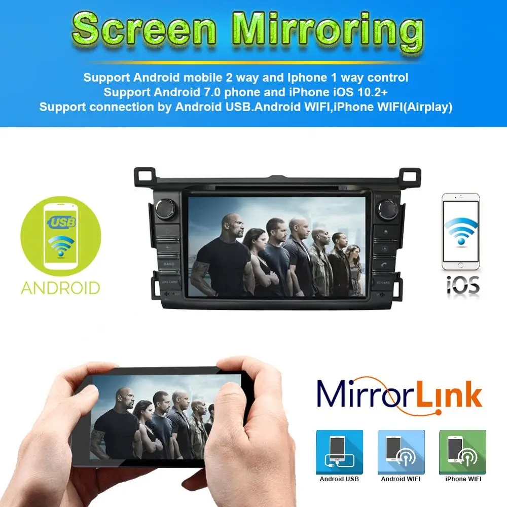 Flash Deal Android 7.1/8.0 Octa Core Car Radio Stereo CD DVD Multimedia Player For Toyota Rav4 2013- with GPS Navigation Bluetooth WIFI 6