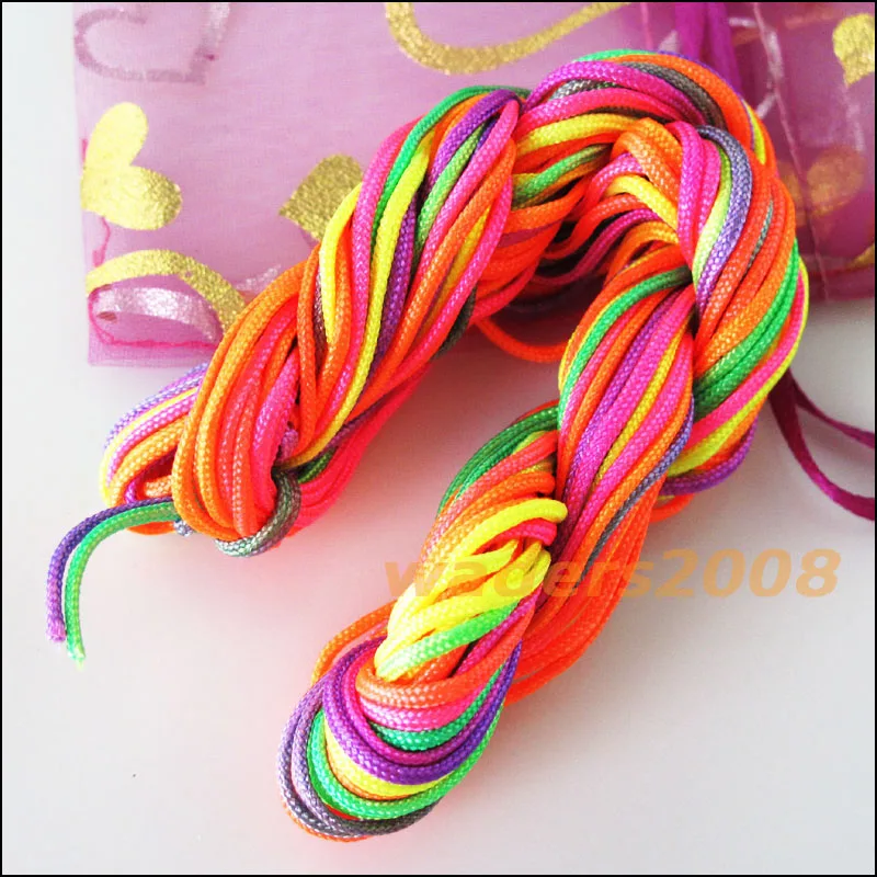 

Rainbow Colored 15M/roll 1mm Chinese Knotting Nylon Thread Cord Beading Bracelet Rope