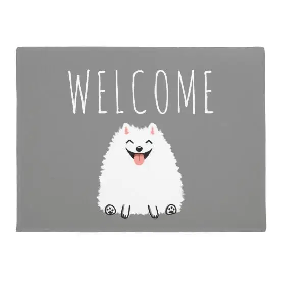 Cute White Pomeranian Welcome Mats For Front Door Lovely Grey