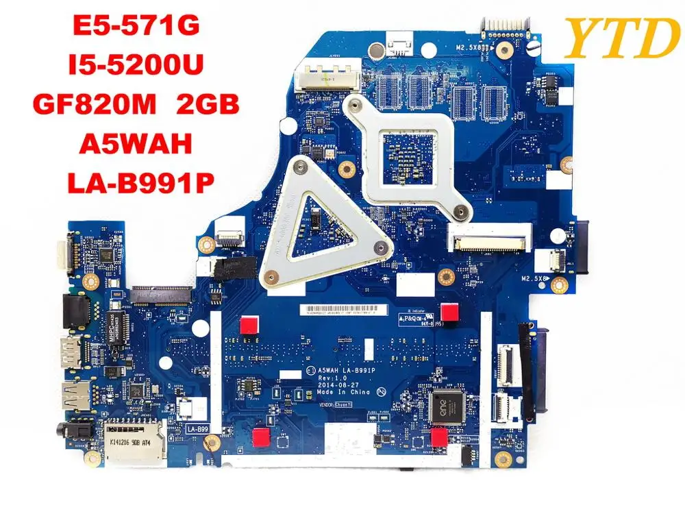remarkable  Original for ACER E5-571G laptop motherboard E5-571G I5-5200U GF820M 2GB A5WAH LA-B991P tested good