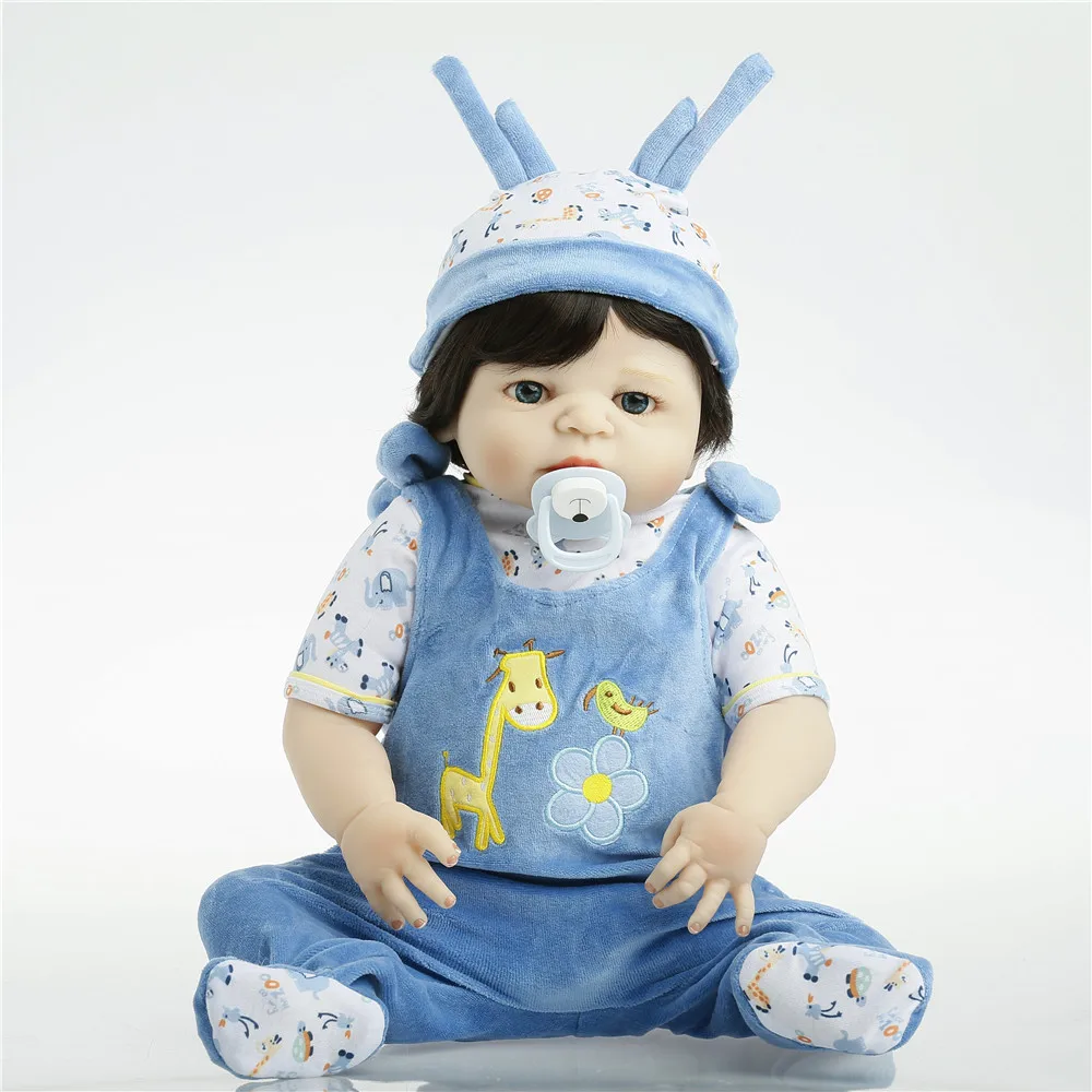 

SanyDoll 22inch 55cm Silicone baby reborn dolls, lifelike doll reborn Blue strap, cute doll, boy, girl, holiday gift.