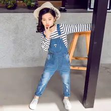 Комбинезоны для детей, одежда для маленьких девочек, весна, новые свободные повседневные джинсовые комбинезоны modis, детская одежда, джинсовые комбинезоны Y1050