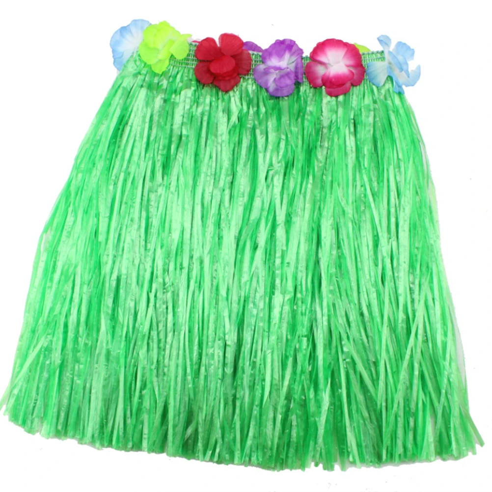 Детская и взрослая юбка для пляжного танца с изображением травы, венок, гирлянда для бюстгальтера, веселые Гавайские вечерние украшения, принадлежности для платья 40 см - Цвет: Зеленый