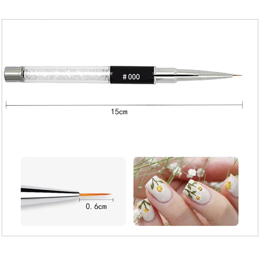 

Nails Art Line Painting Brushes 3 Pcs Black Colors Crystal Acrylic Thin Liner Drawing Pen Manicure Tools For UV Gel Nails Polish