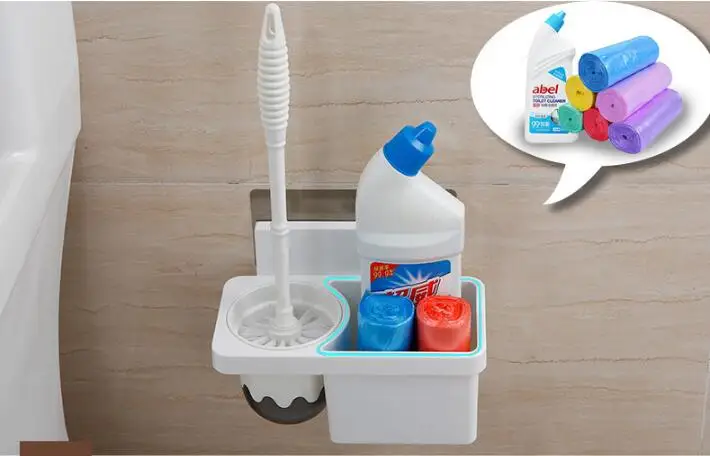 1SET Toilet Brush Set Bathroom Storage Rack Wall Mounted Type Shelf Cleaning Tools Organizer Strong Paste KP 023 | Дом и сад