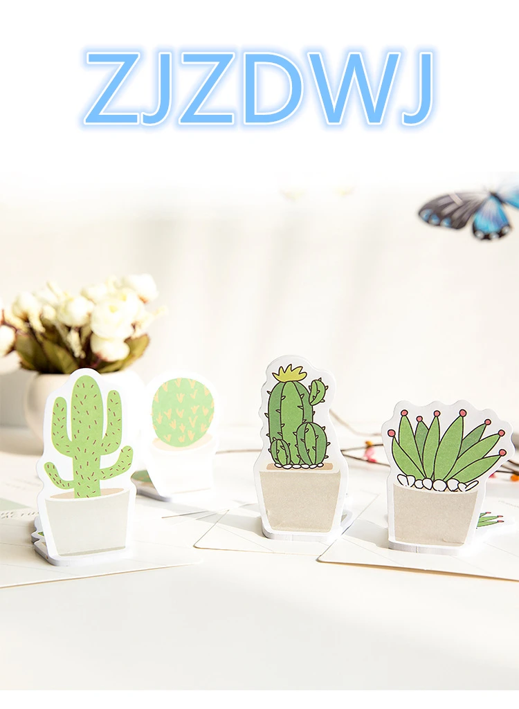 Cartoon Cactus Memo Pads Diary Stickers N Times post Office learning sticky Stickers Stationery Supplies