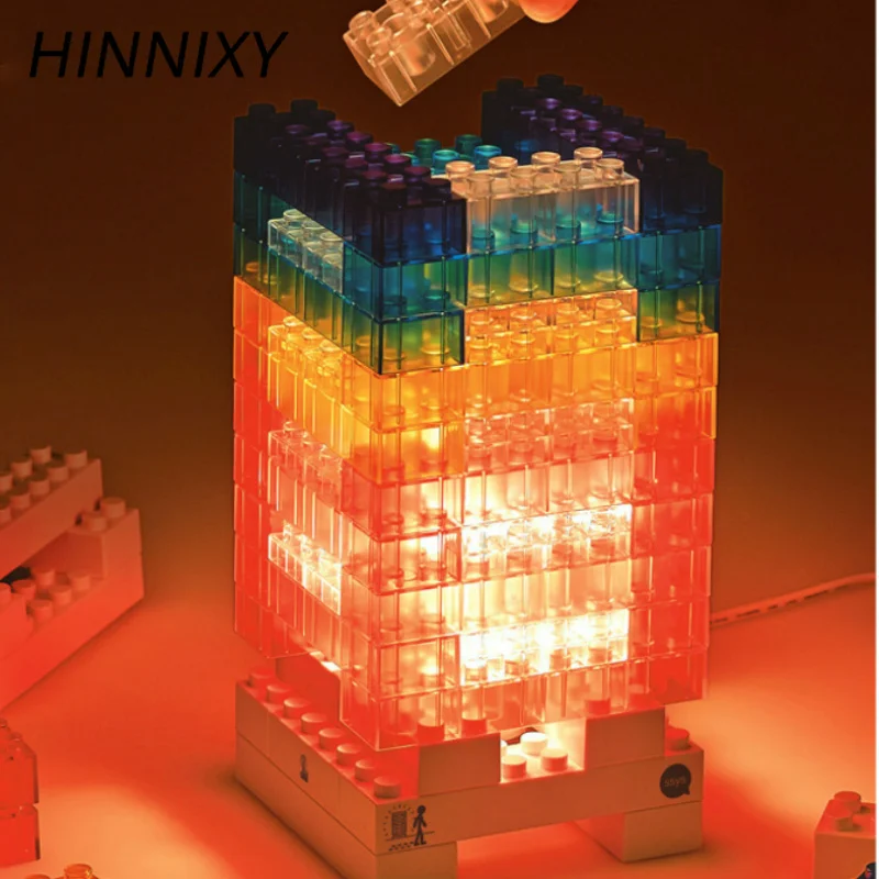 

Hinnixy 7 Colors Building Blocks Night Lamp Rainbow LED DIY Children Intellectual Development Toy Light Fixtures Kids Baby Gift