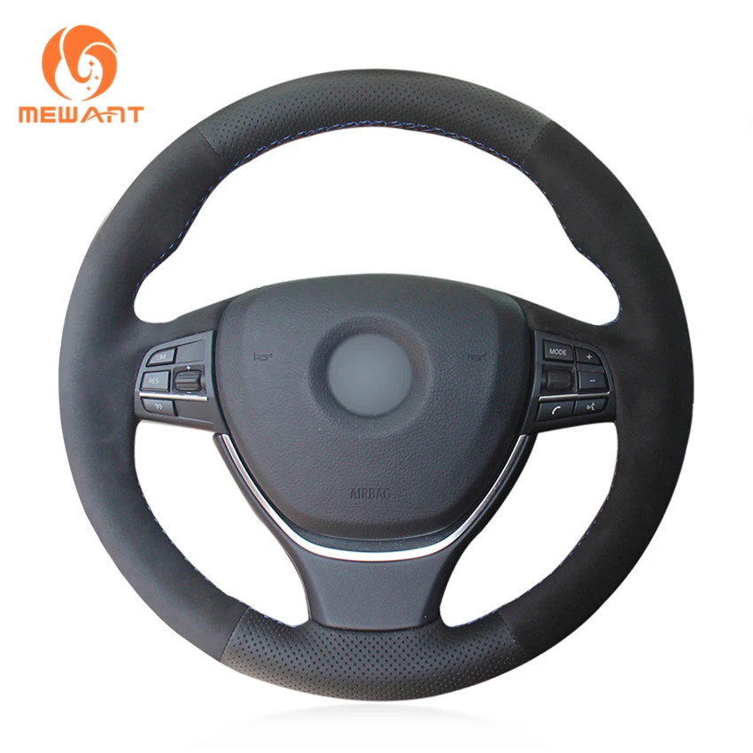 cheap Black Genuine Leather Car Steering Wheel Cover for BMW F10 F11 (Touring) F07 (GT) F12 F13 F06 F01 F02