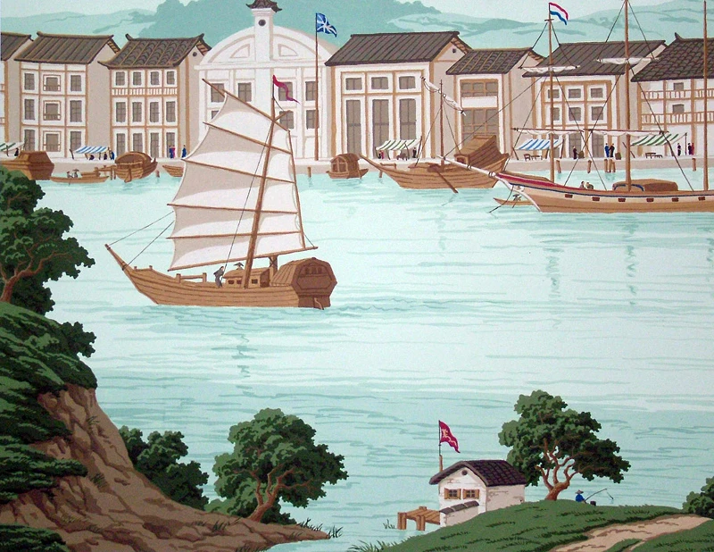 

Elegant western paintings Hand-painted silk wallpaper painting scenery wallcovering many patterns and background optional