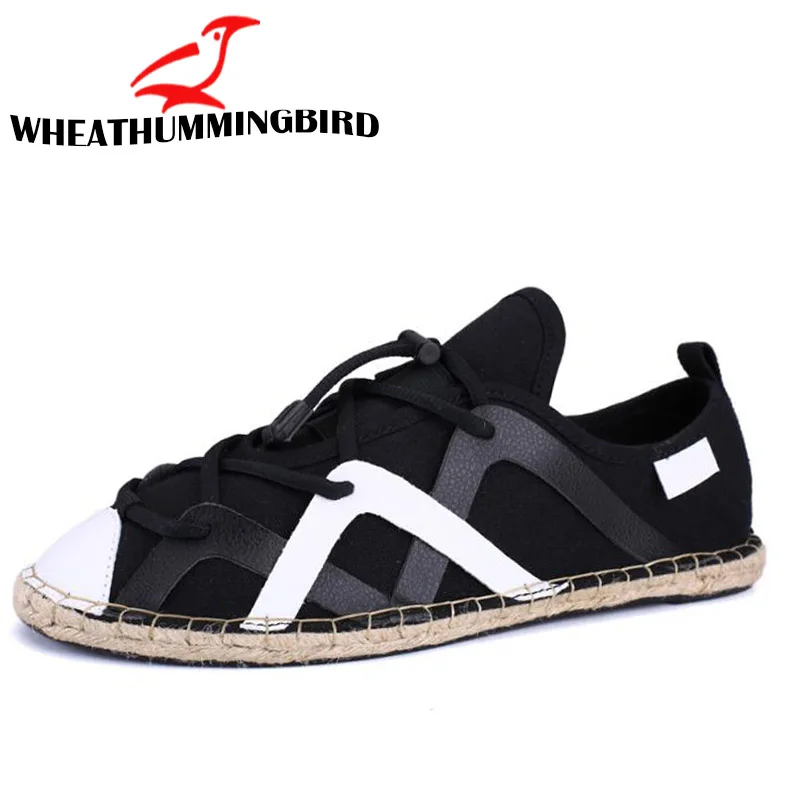 New Designer Fashion Male Loafers Lazy Flats Lace up Sole Men's Shoes Casual Fisherman Shoes Linen Canvas Espadrilles LF-52