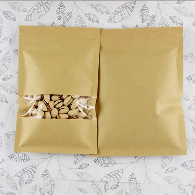 10 шт 14*20 см окно крафт-бумаги Ziplock мешок хранения для посылка |