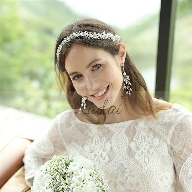 Роскошный хрустальный свадебный обруч для волос со стразами бисером свадебные аксессуары для волос с жемчугом украшения для головы Свадебная голова одежда HD41