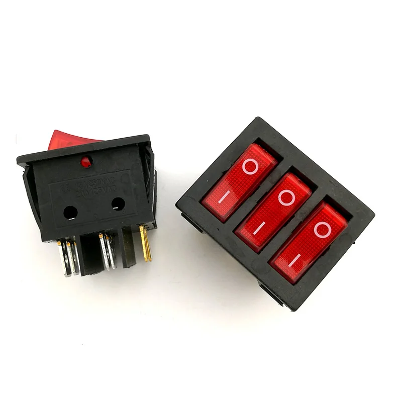 

Boat Rocker botton Switch / interruptor SPST AC 250V 15A / 20A 125V 9P 3 way with RED LED light