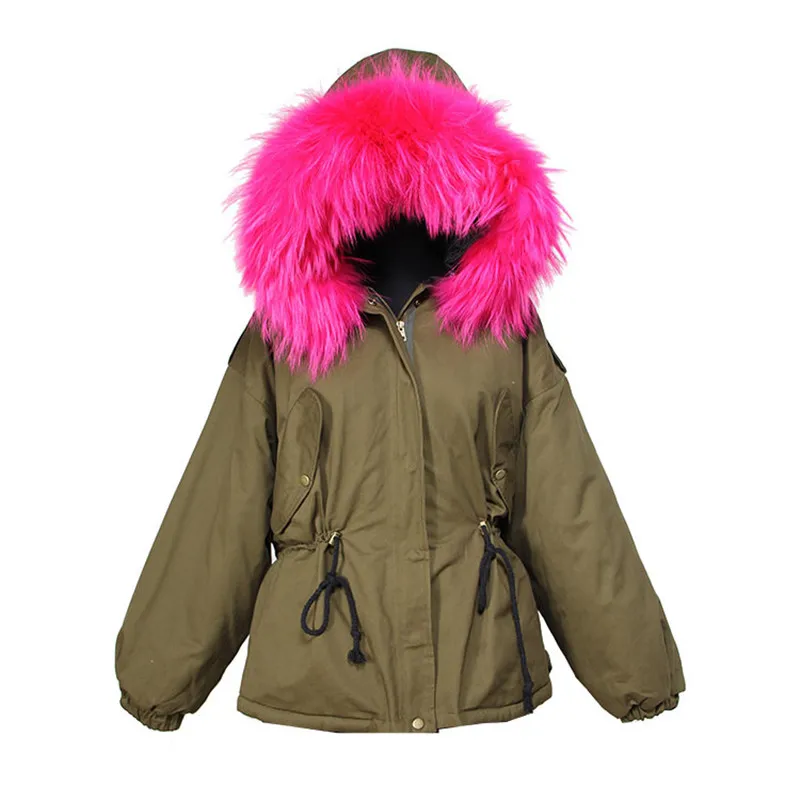 Embroidery Hooded Parka Women Jacket Coat Fur Collar Tiger Pattern 2017