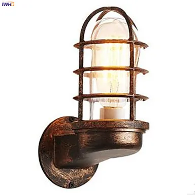 

IWHD Rustic Glass Vintage Wall Lamp Edison Bedroom Bathroom Stair Loft Style Industrial Wall Light Fixtures Applique Murale LED