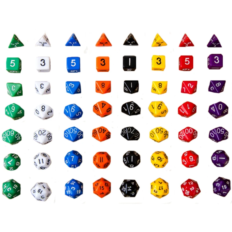 

7pcs/set 20 Colors Digital Dice Set - Acrylic dices TRPG DND dice RPG Games High quality Dices