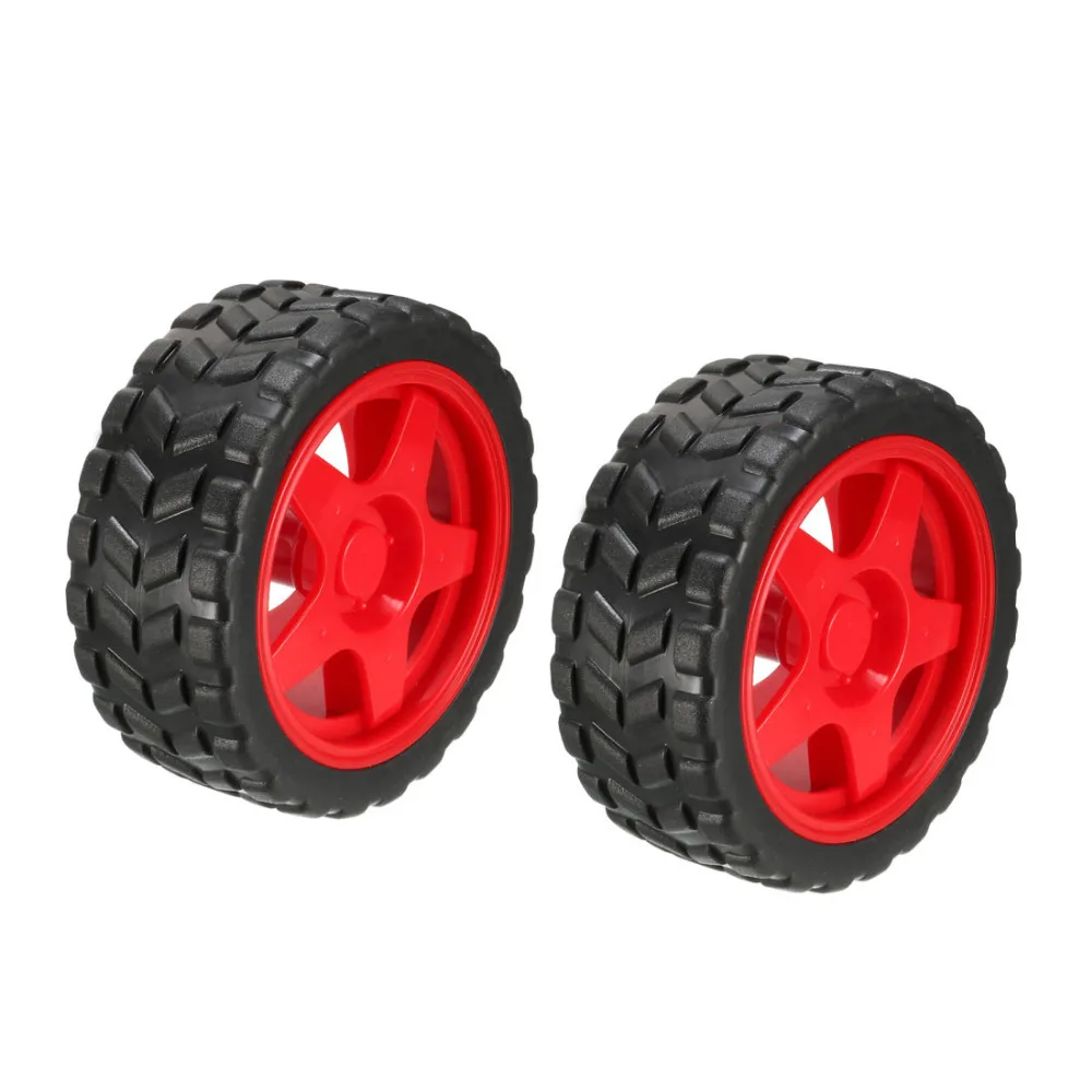 Uxcell 2pcs 5x3.5mm Inner Hole 65x27mm Rubber Toy Car Wheel RC Remote